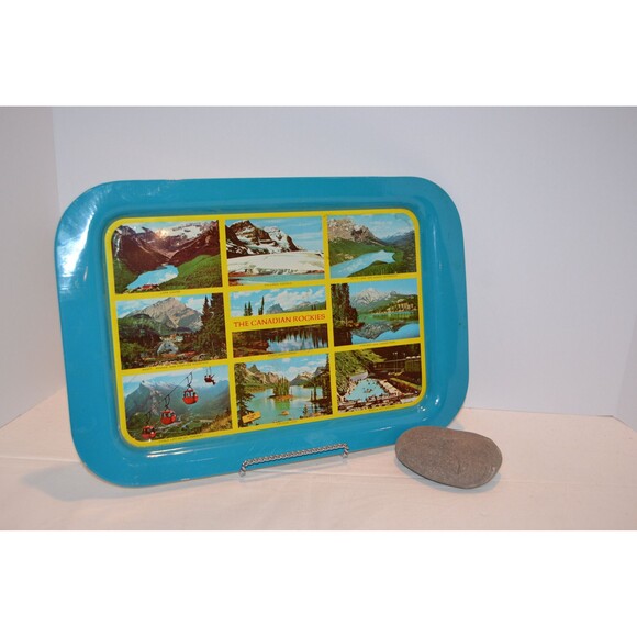 Vintage Metal Tray Souvenir The Canadian Rockies Decor and Serving - Picture 4 of 4